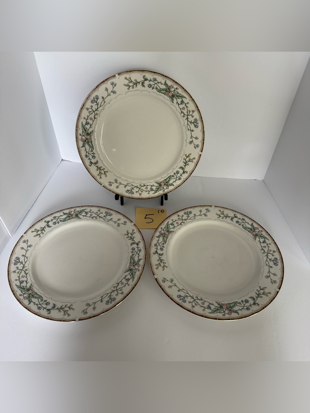Set of 3 Farberware 1996 Wellesley #486 Fine China 10.75-Inch Dinner Plates #5